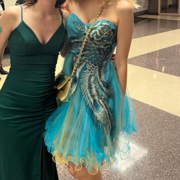 Peacock Homecoming Dress - Picture 2 of 4